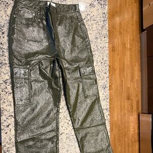 Pistola “Lexi” Vegan Leather Cargo Pants – Olive Green – Size 29